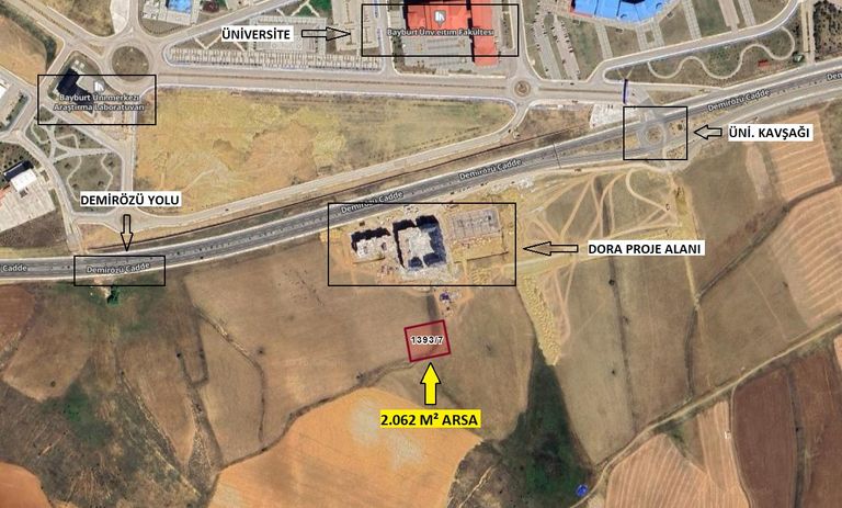 DORA - YENİ KENTTE TİCARİ + KONUT İMARLI 2062 M² SATILIK ARSA